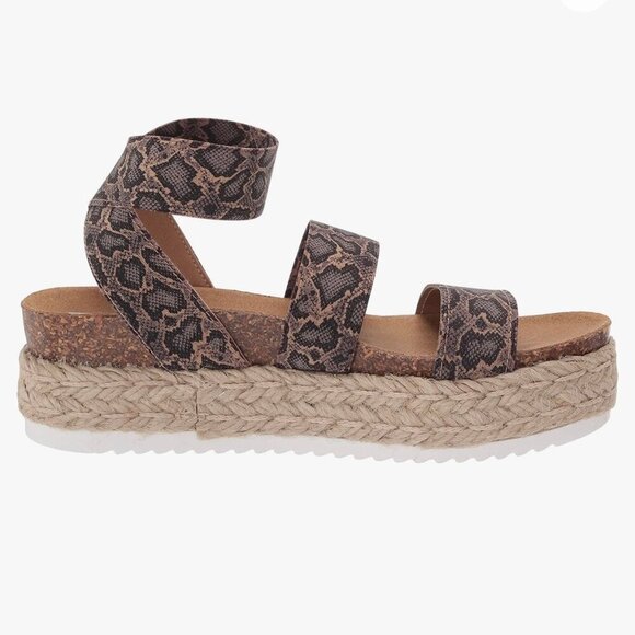 STEVE MADDEN KIMMIE Espadrille Flatform Heel Double Strap Sandals Blue Snake - Picture 3 of 9